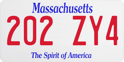 MA license plate 202ZY4