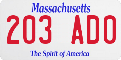 MA license plate 203AD0