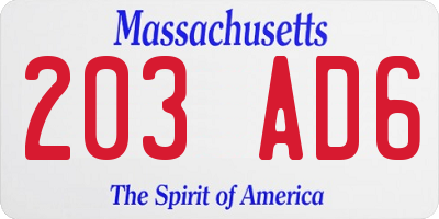 MA license plate 203AD6