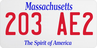 MA license plate 203AE2