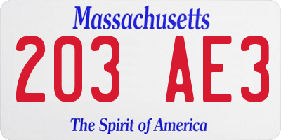 MA license plate 203AE3