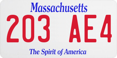MA license plate 203AE4
