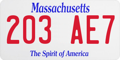 MA license plate 203AE7