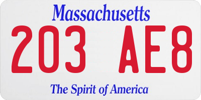 MA license plate 203AE8