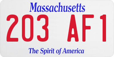 MA license plate 203AF1