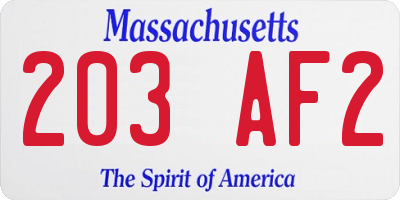 MA license plate 203AF2