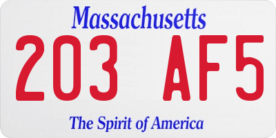 MA license plate 203AF5