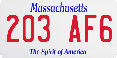MA license plate 203AF6
