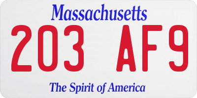 MA license plate 203AF9