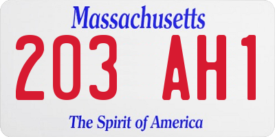 MA license plate 203AH1