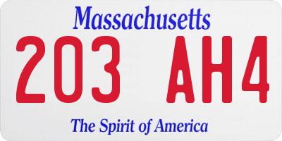 MA license plate 203AH4