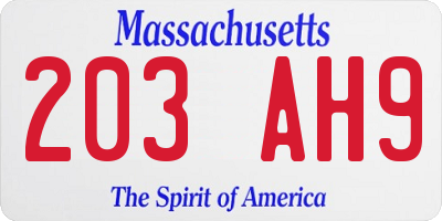 MA license plate 203AH9