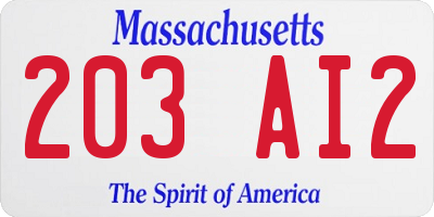 MA license plate 203AI2