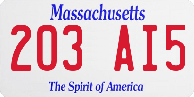 MA license plate 203AI5