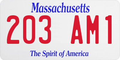 MA license plate 203AM1