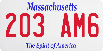 MA license plate 203AM6