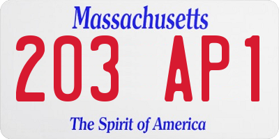 MA license plate 203AP1