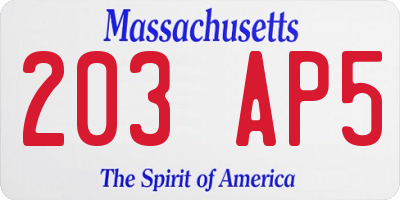 MA license plate 203AP5
