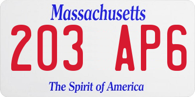 MA license plate 203AP6