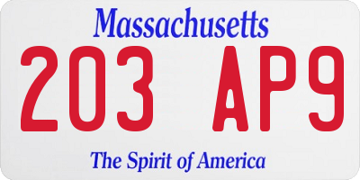 MA license plate 203AP9