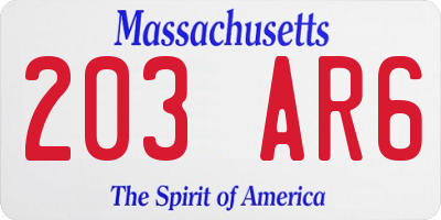 MA license plate 203AR6