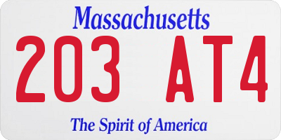 MA license plate 203AT4