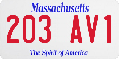 MA license plate 203AV1