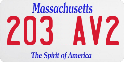 MA license plate 203AV2