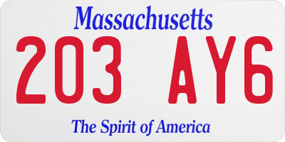 MA license plate 203AY6