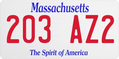 MA license plate 203AZ2