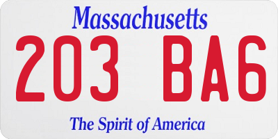 MA license plate 203BA6