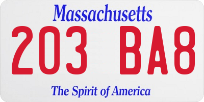 MA license plate 203BA8
