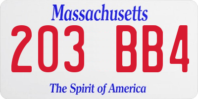 MA license plate 203BB4