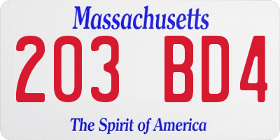 MA license plate 203BD4