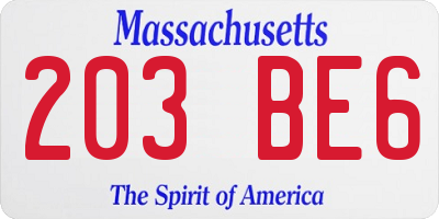 MA license plate 203BE6