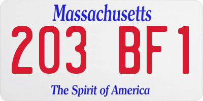 MA license plate 203BF1