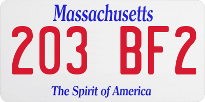 MA license plate 203BF2