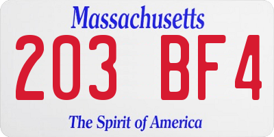 MA license plate 203BF4
