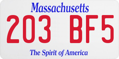 MA license plate 203BF5