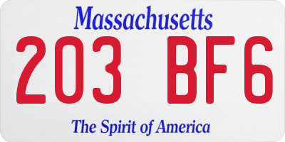 MA license plate 203BF6