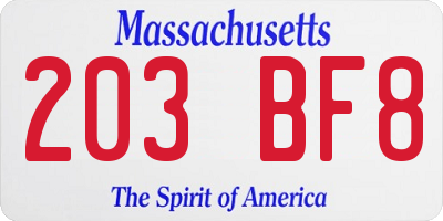 MA license plate 203BF8