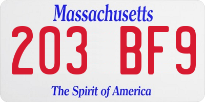 MA license plate 203BF9