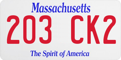 MA license plate 203CK2