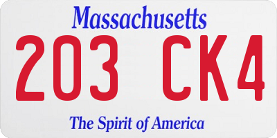 MA license plate 203CK4
