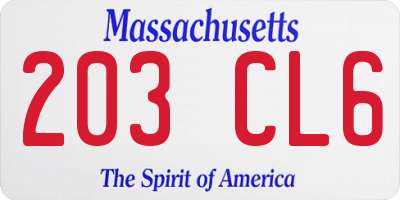 MA license plate 203CL6