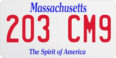 MA license plate 203CM9