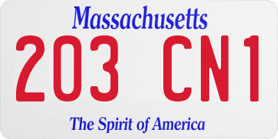MA license plate 203CN1