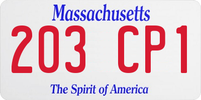 MA license plate 203CP1