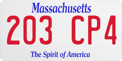 MA license plate 203CP4