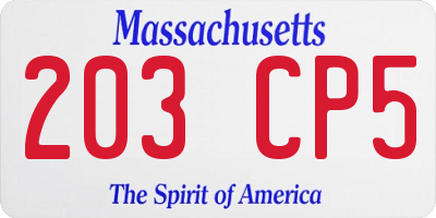 MA license plate 203CP5